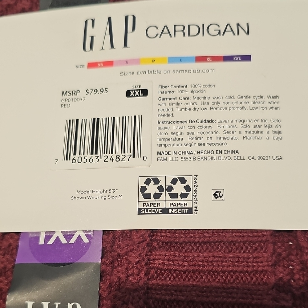 GAP Women's Deep Red Open-Front Cardigan - Picture 5 of 5